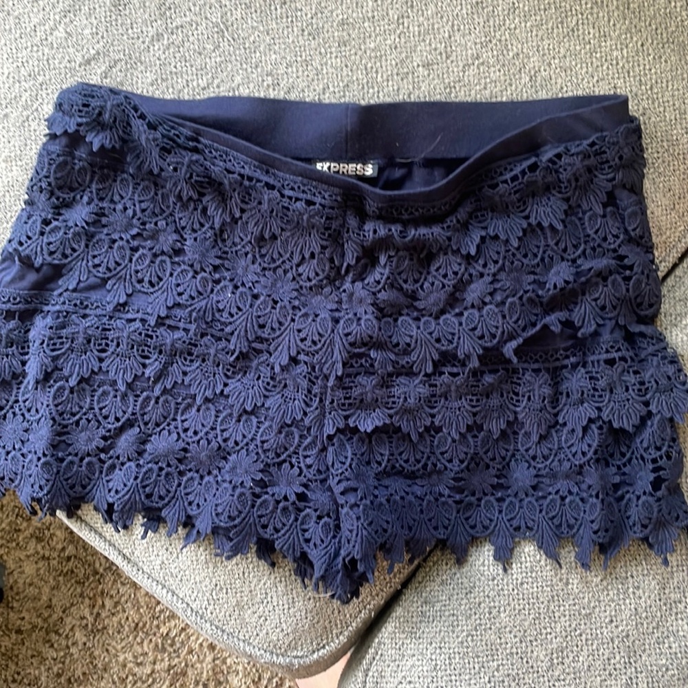 Express blue lace detail shorts